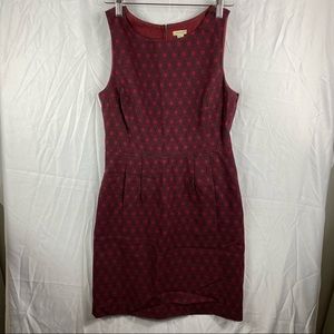 Fossil Womens Red Geometric Print Mod Classic Skater Dress